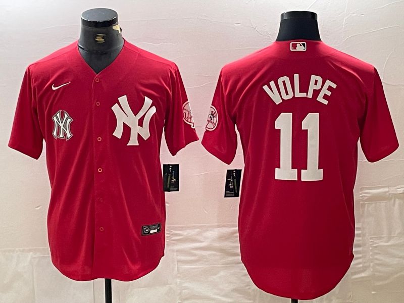 Men New York Yankees 11 Volpe Red joint name Nike 2024 MLB Jersey style 2